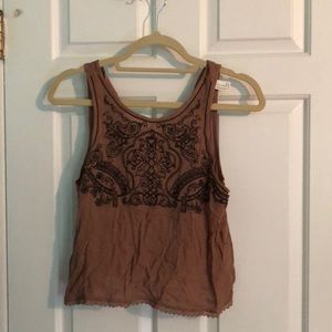 Tan top with beautiful black detail